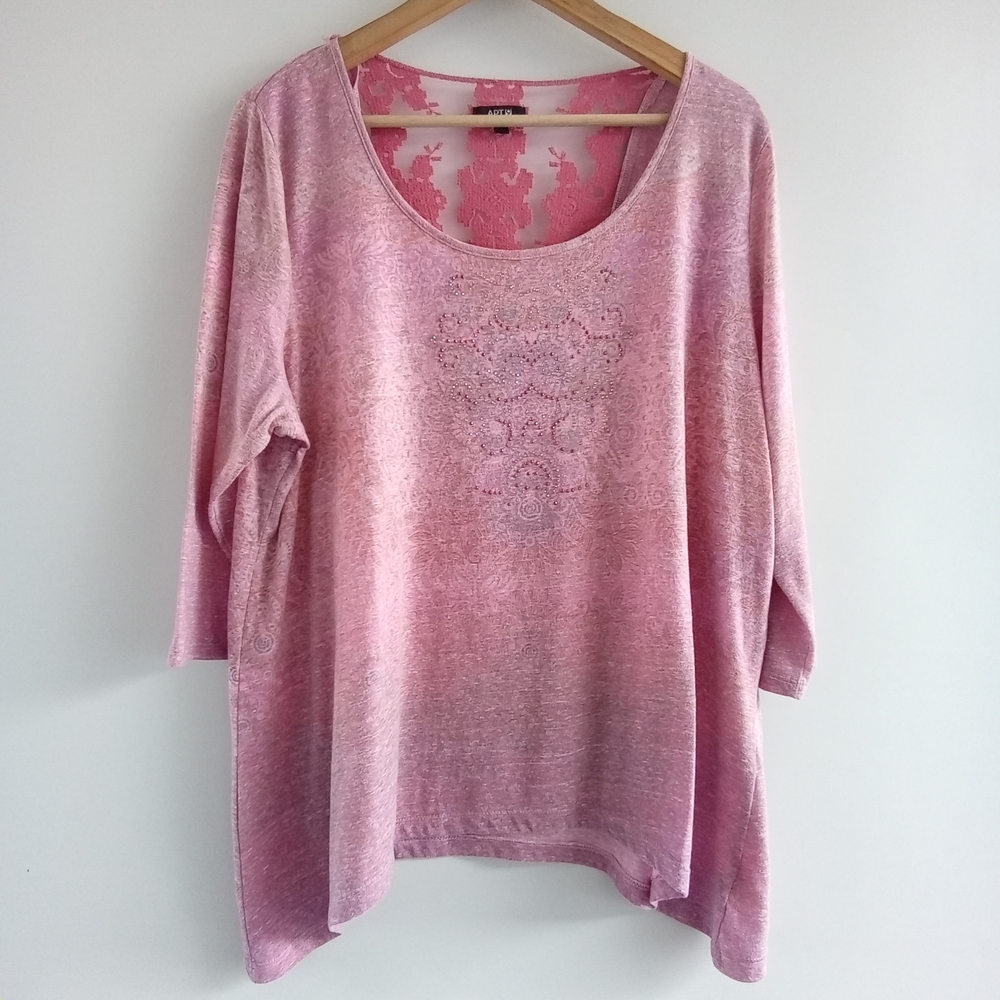 Apt. 9 Pink Ombre Lace-Back Scoop-Neck Tunic Top, Size 2X - Picture 2 of 10